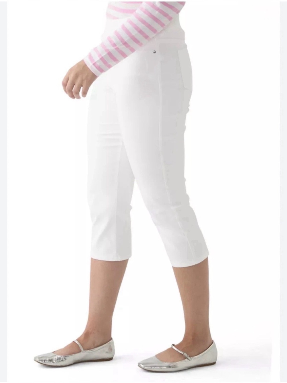 Kim Rogers Curvy White Capri Pants Plus 20W Twill Stretch